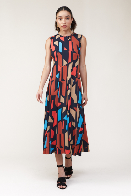 vestido jersey mosaico nesgas
