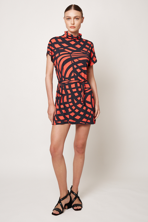 vestido jersey espiral manga ampla