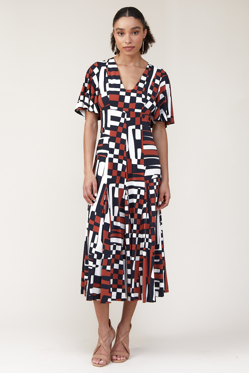 vestido jersey labirinto com nesgas