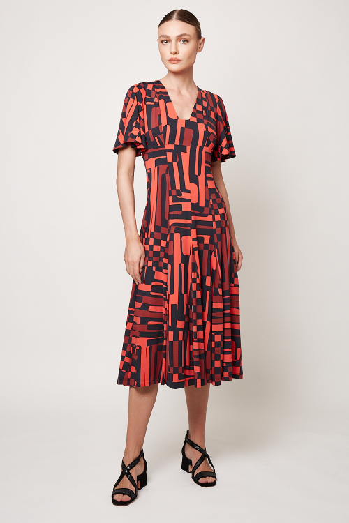 vestido jersey labirinto com nesgas