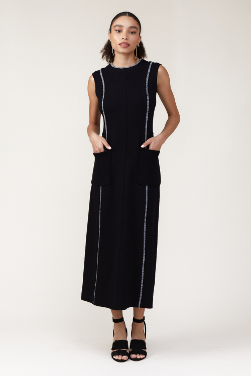 vestido bouclê mescla com vivo