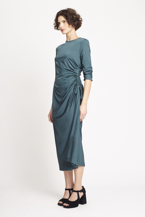 vestido new jersey drapeado