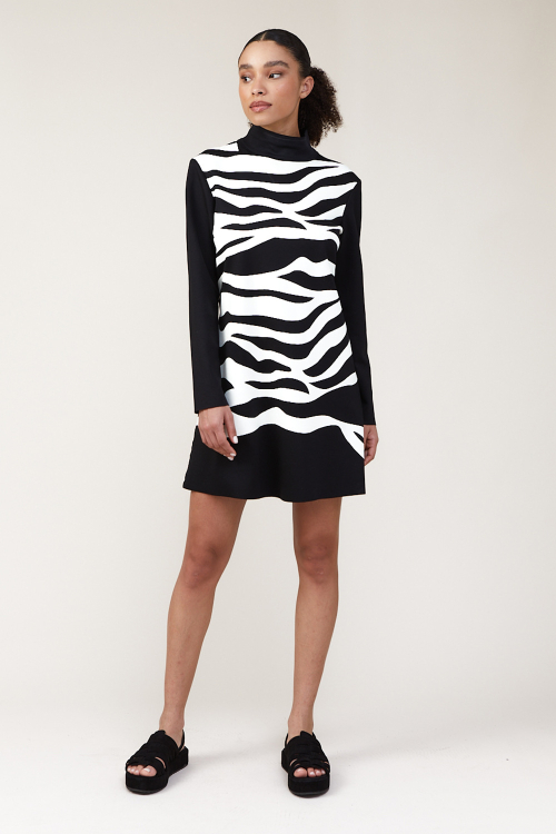 vestido duplo leve curto m/l silk zebra