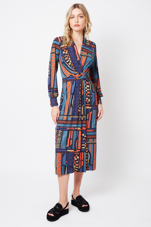 vestido jersey maximalista faixa cintura