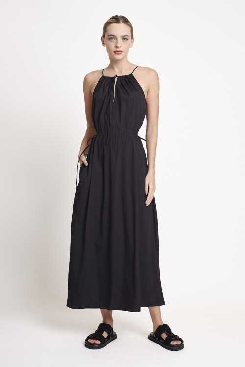 vestido tricoline amarração cintura