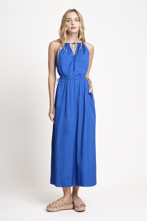 vestido tricoline amarração cintura