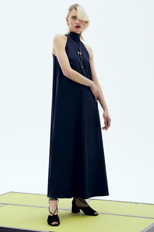 vestido tricoline decote laço