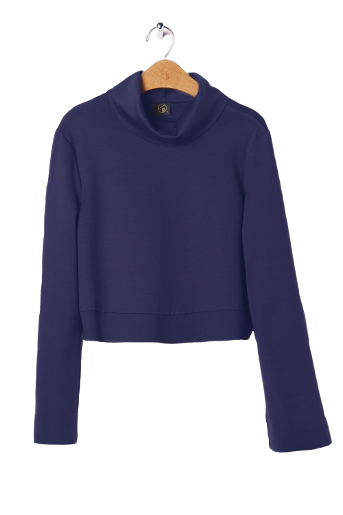 blusa malha dupla leve cropped