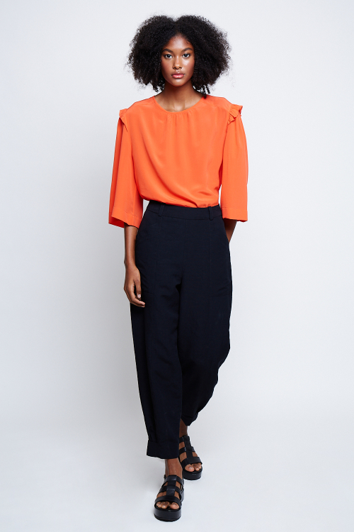 blusa seda com babados