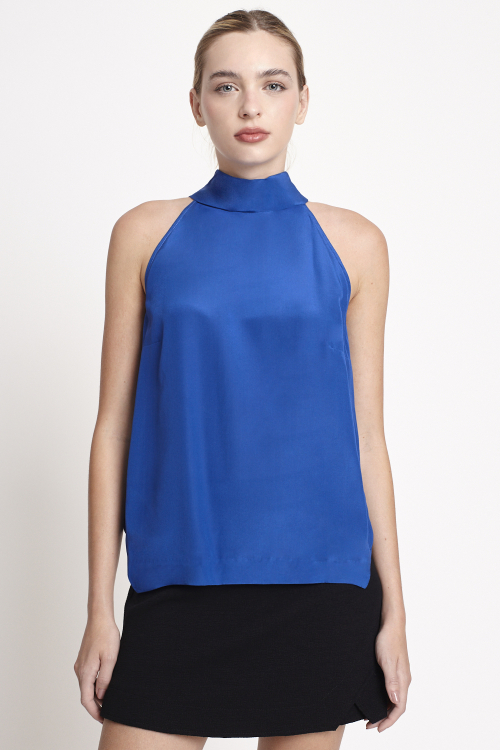 blusa seda gola laço
