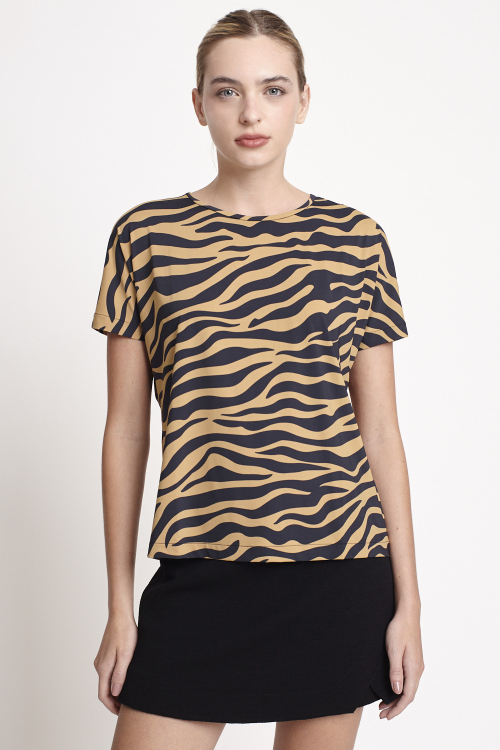 blusa jersey zebra com manga curta