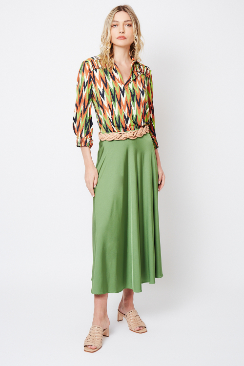 blusa jersey estampa ikat com manga