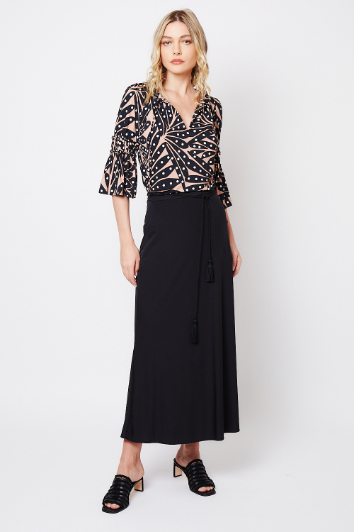 blusa jersey estampa leque dec amarração