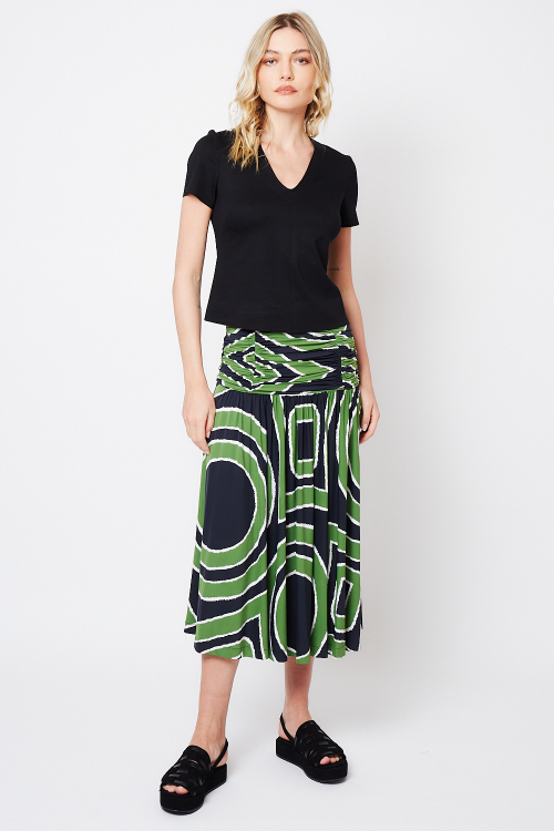 saia jersey estampa gipsy franzido