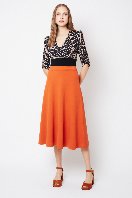 blusa jersey estampa leque com bouclê