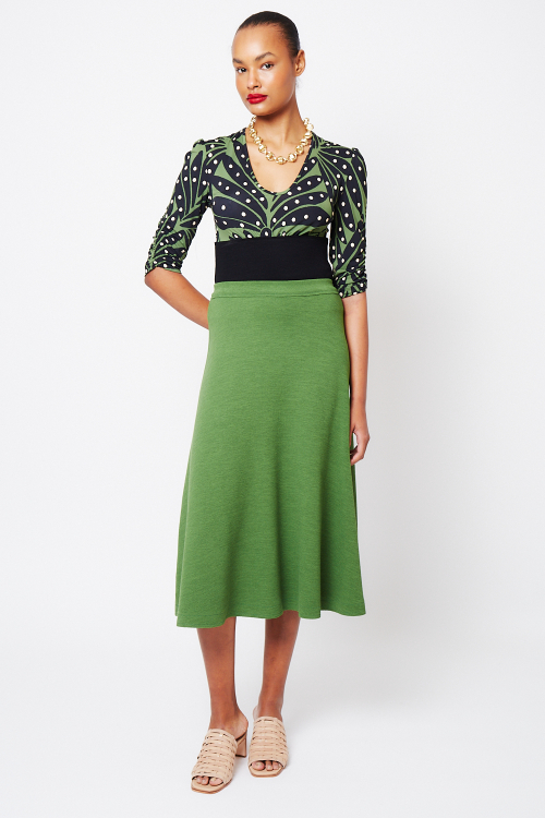 blusa jersey estampa leque com bouclê