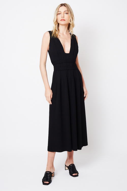 vestido bouclê entrelaçado sem mangas