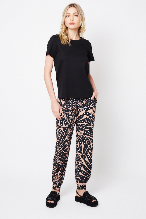 calça jersey  estampa leque