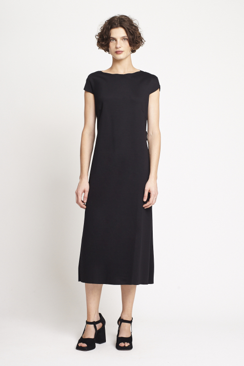 vestido duplo leve transpassado com fenda