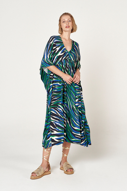 kaftan viscose plana leve estampa maré