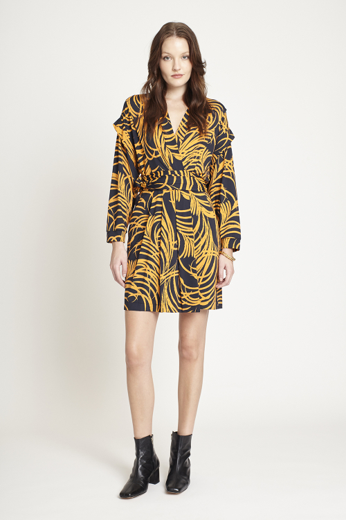 vestido jersey plumas