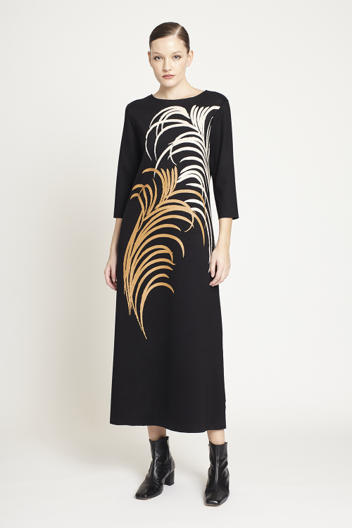 vestido duplo leve silk plumas