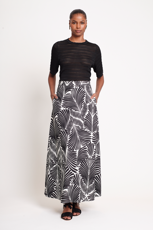 saia viscose plana estampa folhas