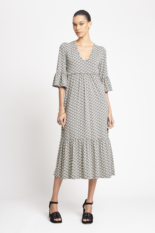 vestido jersey estampa gravataria