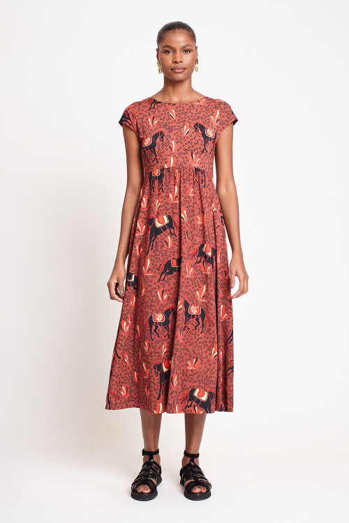 vestido jersey estampa equestre