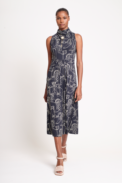 vestido jersey estampa botas