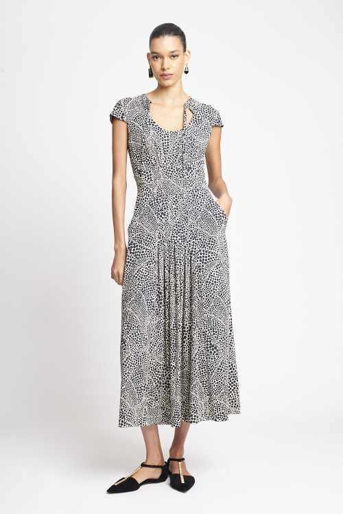 vestido jersey estampa pontos
