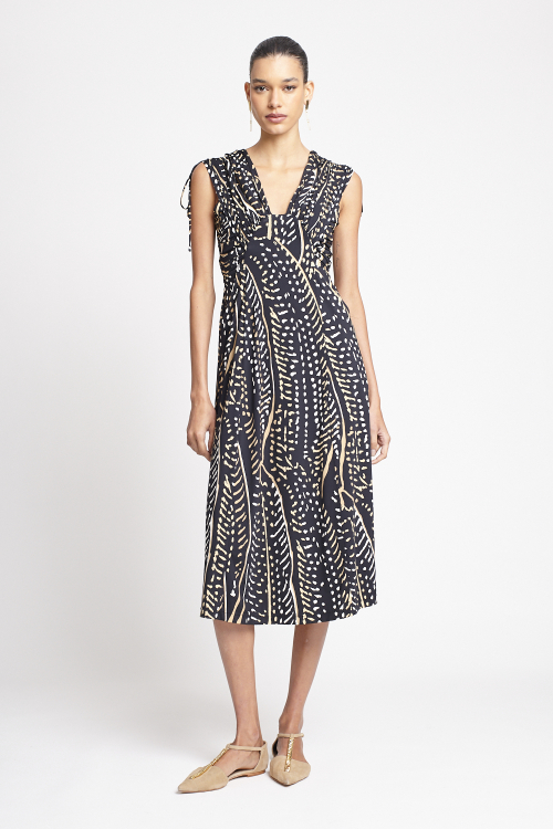 vestido jersey estampa penas