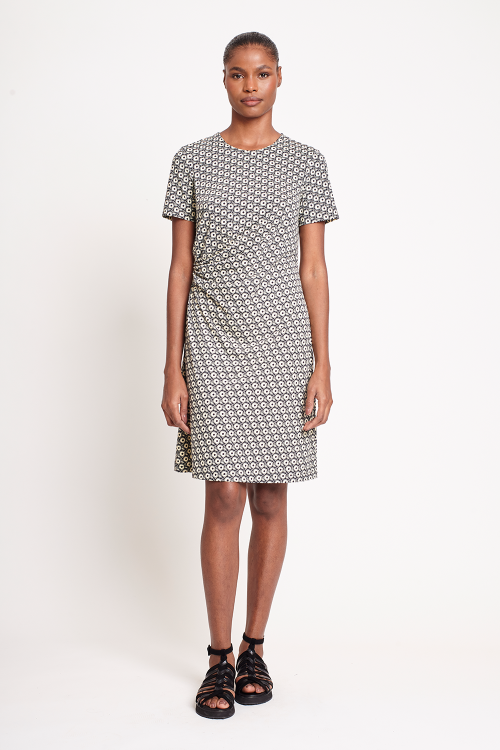 vestido jersey estampa gravataria