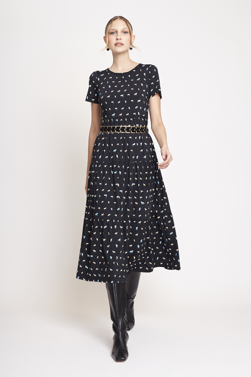 vestido jersey estampa cavalos