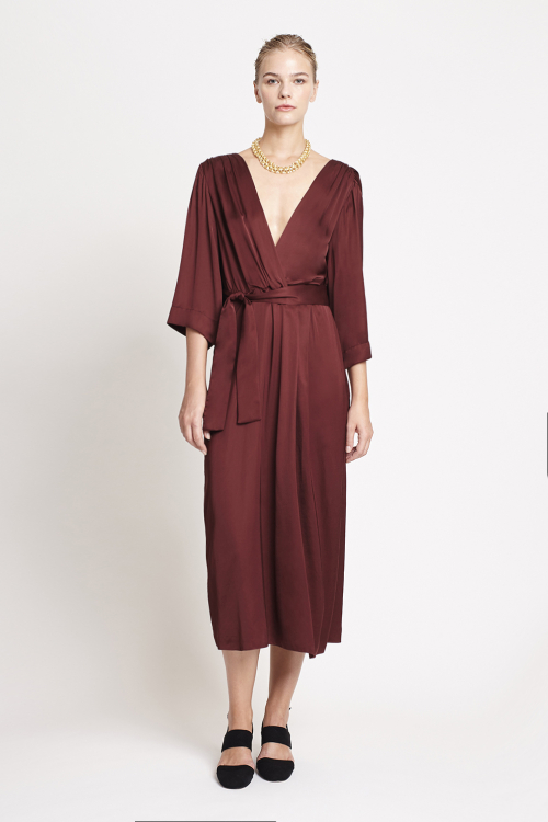 vestido viscose acetinada
