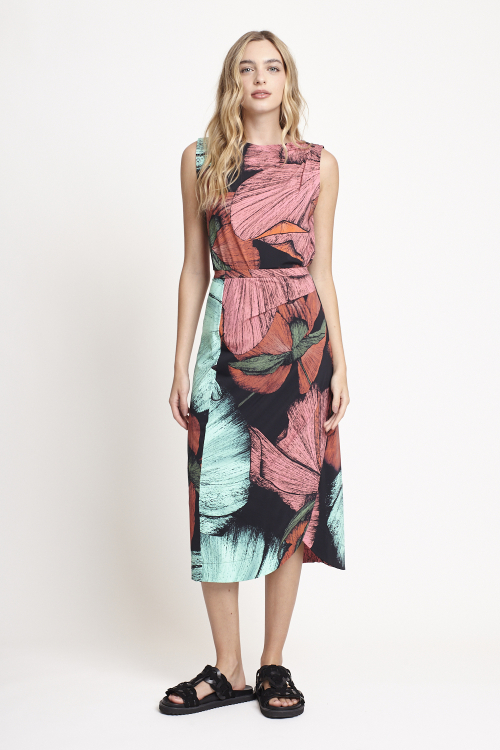 saia jersey estampa floral pregas