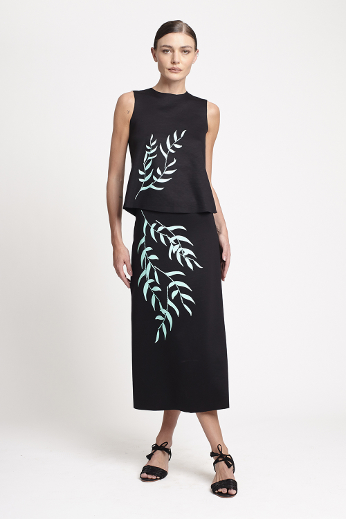 saia duplo leve silk textura floral