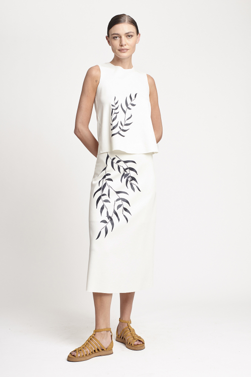 saia duplo leve silk textura floral