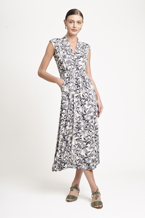 vestido jersey cachecour estampa jardim