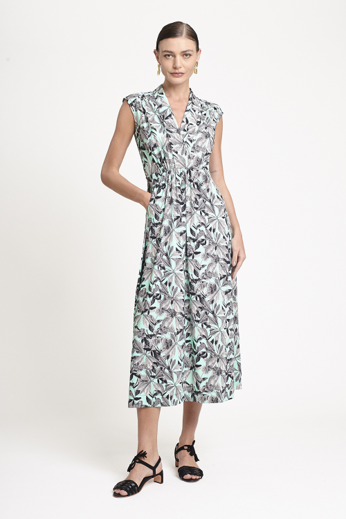 vestido jersey cachecour estampa jardim