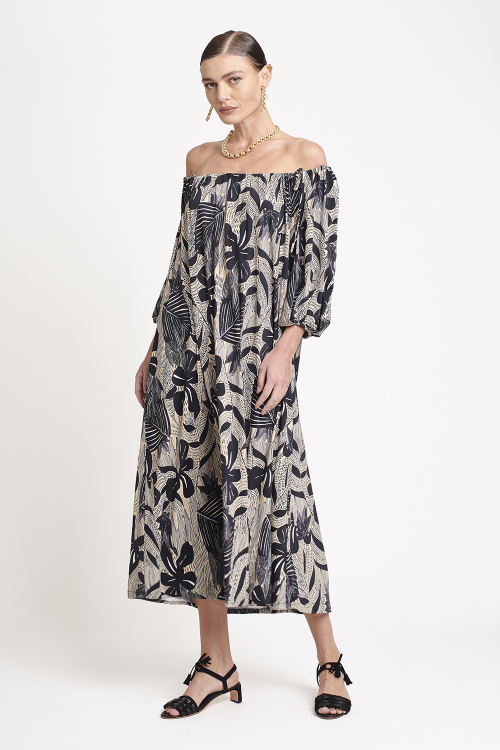 vestido jersey estampa cactus amplo
