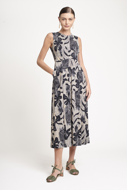 vestido jersey estampa cactus longo