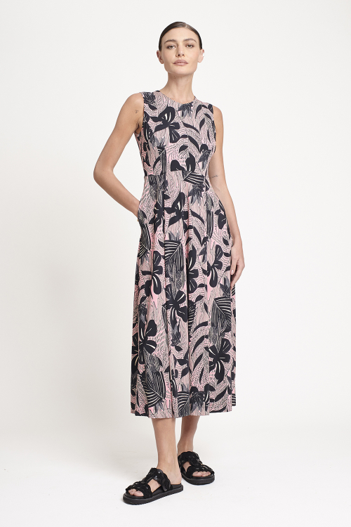 vestido jersey estampa cactus longo