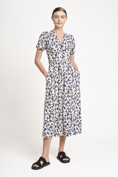 vestido jersey estampa revoada midi