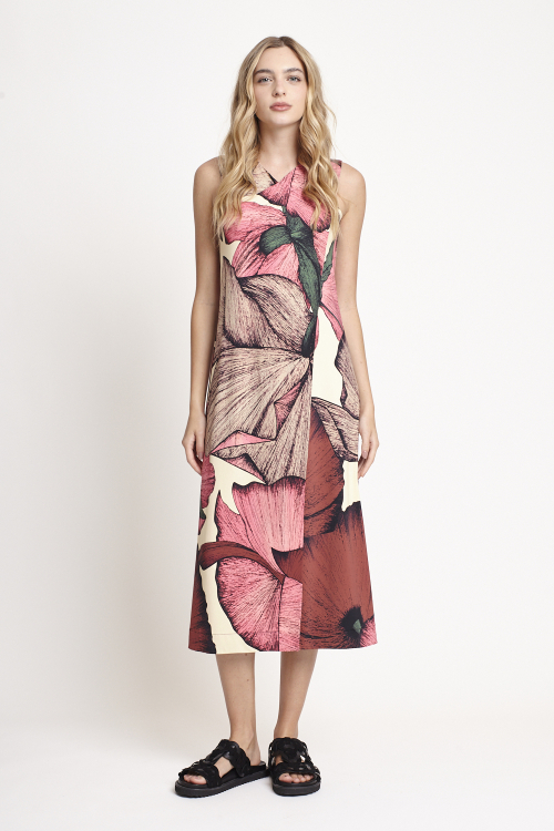 vestido jersey estampa floral transpasse