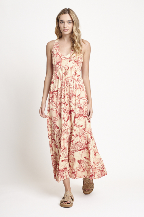vestido jersey natureza com recortes