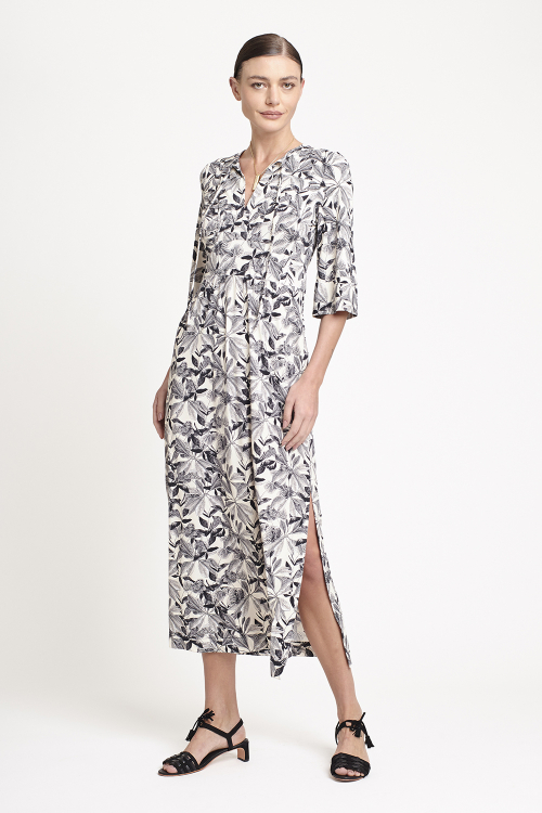 Vestido jersey reto estampa jardim