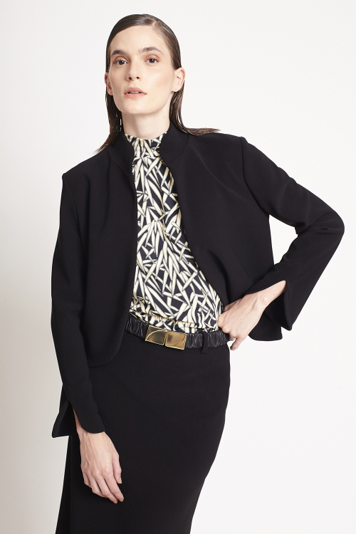 casaco malha crepe cropped