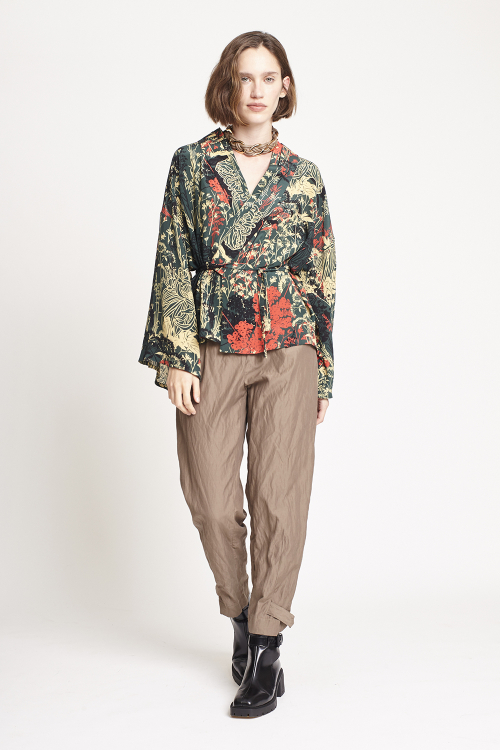 kimono seda est biombo colorido