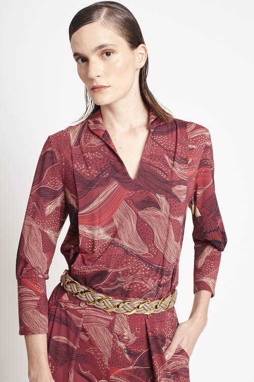 blusa jersey estampa pássaro degraus